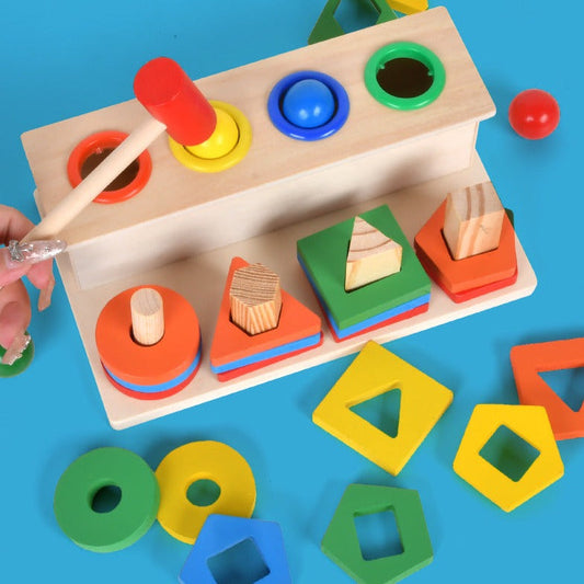 Knock and Shapes 2 in 1 : Jeu Montessori éducatif en bois