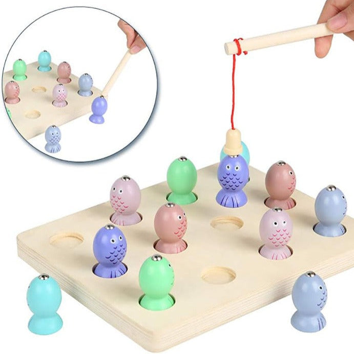 ColorFish Duo – Jeu de Pêche & Tri de Couleurs en Bois 2 en 1