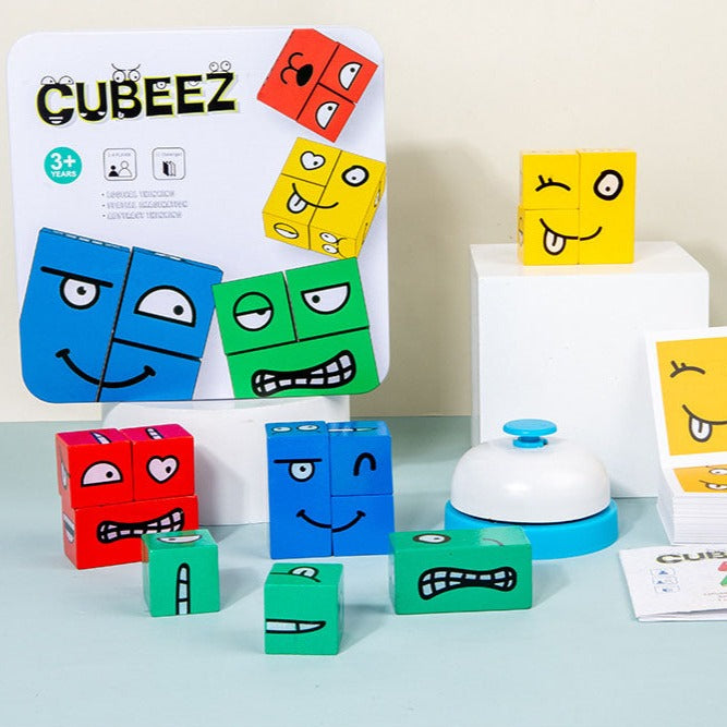 CUBEEZ : Jeu de Réflexion et Rapidité  expressions de visage en bois vilacco maroc 