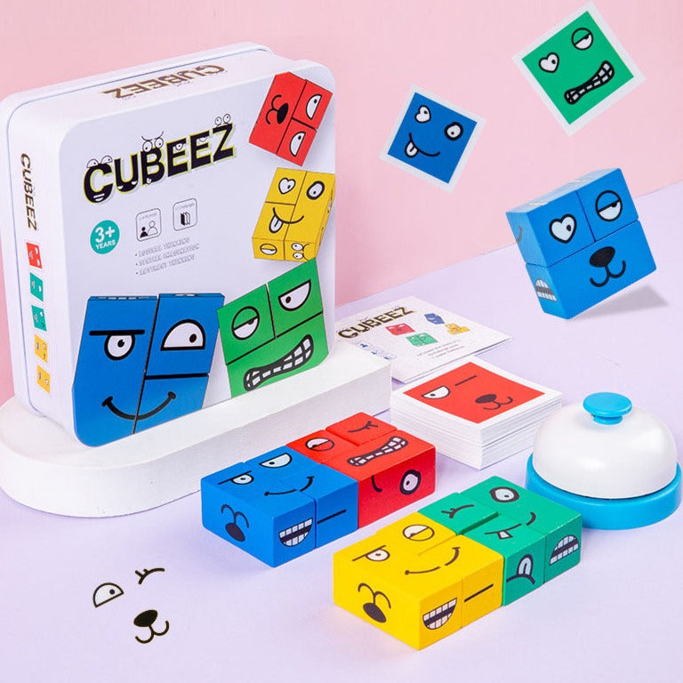 CUBEEZ : Jeu de Réflexion et Rapidité  expressions de visage en bois vilacco maroc 